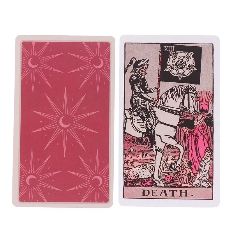 Pink Tarot Cards Deck Set Classic Knight Rider Waite Tarot Card for Beginners Divination Fate Pocket Size Party Board Card Game