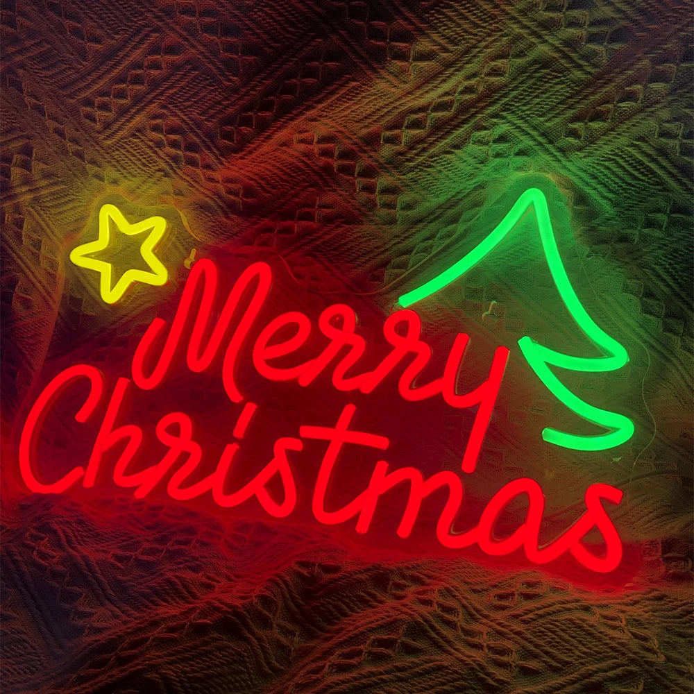 Merry Christmas Neon Sign Led Neon Light Christmas Decoration Indoor for Bedroom Party Bar Christmas Decorations Art Wall Decor