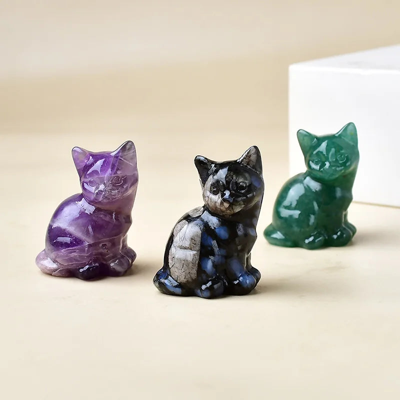 Natural Crystal Carved Cat, a Perfect Choice for Home Decoration as a Crystal Gift Ornament, a Great Option for Healing Crystals