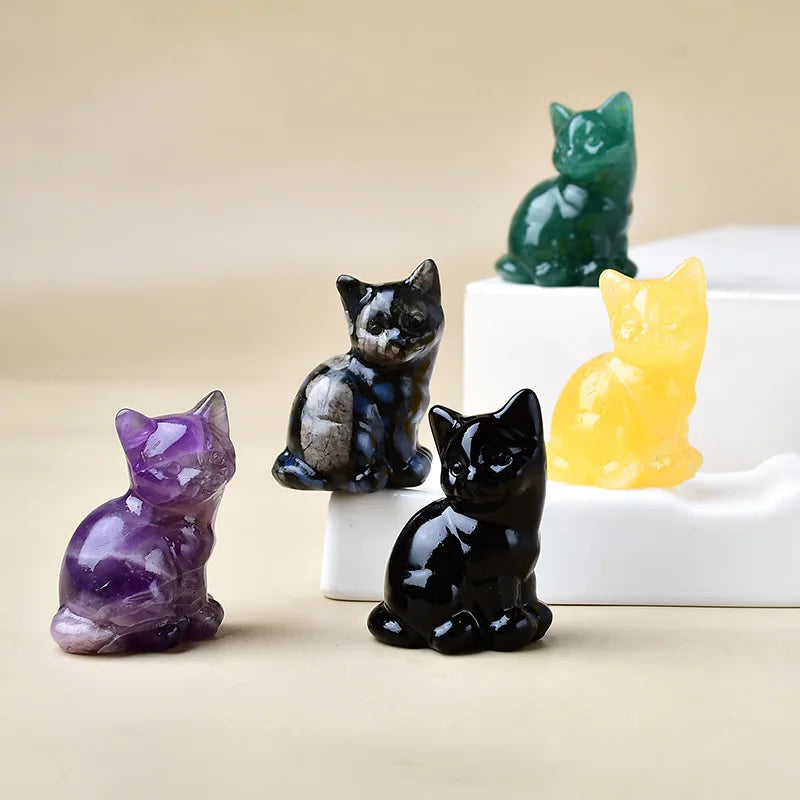 Natural Crystal Carved Cat, a Perfect Choice for Home Decoration as a Crystal Gift Ornament, a Great Option for Healing Crystals