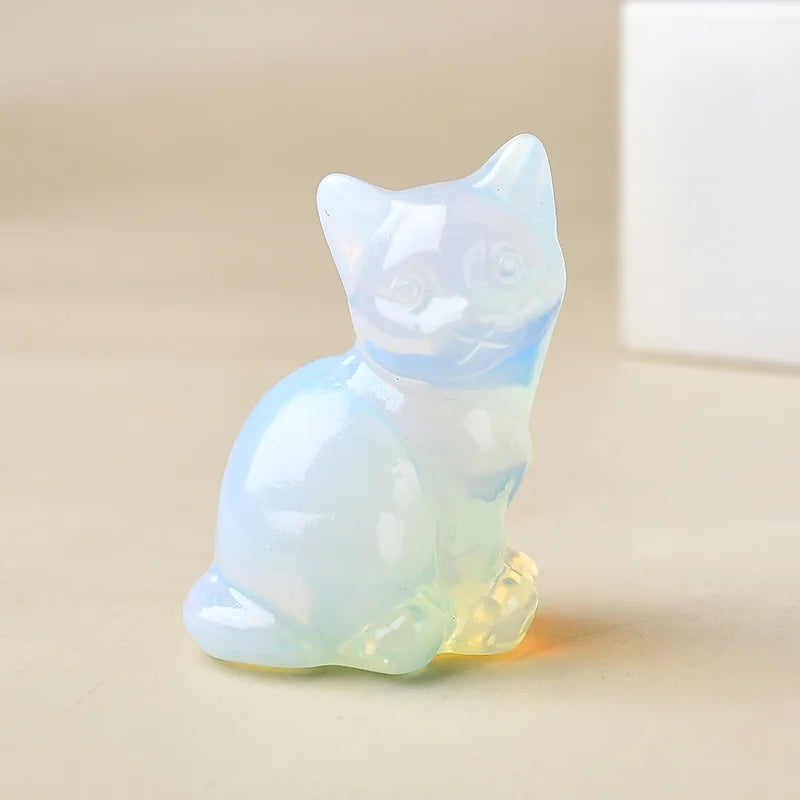 Natural Crystal Carved Cat, a Perfect Choice for Home Decoration as a Crystal Gift Ornament, a Great Option for Healing Crystals