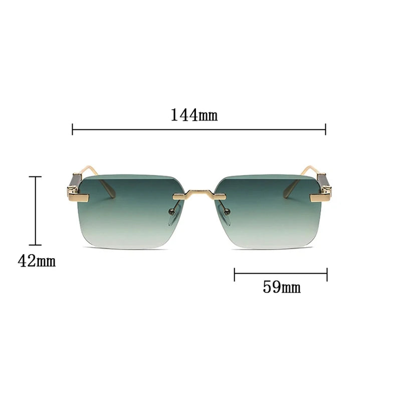 New 2024 Rimless Sunglasses Women Trendy Luxury Vintage Square Sunglasses for Men Fashion Glasses Lunette Soleil Femme Zonnebril