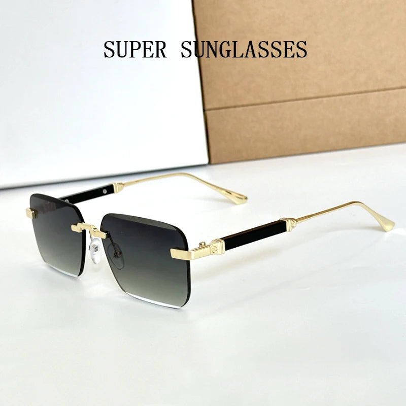 New 2024 Rimless Sunglasses Women Trendy Luxury Vintage Square Sunglasses for Men Fashion Glasses Lunette Soleil Femme Zonnebril