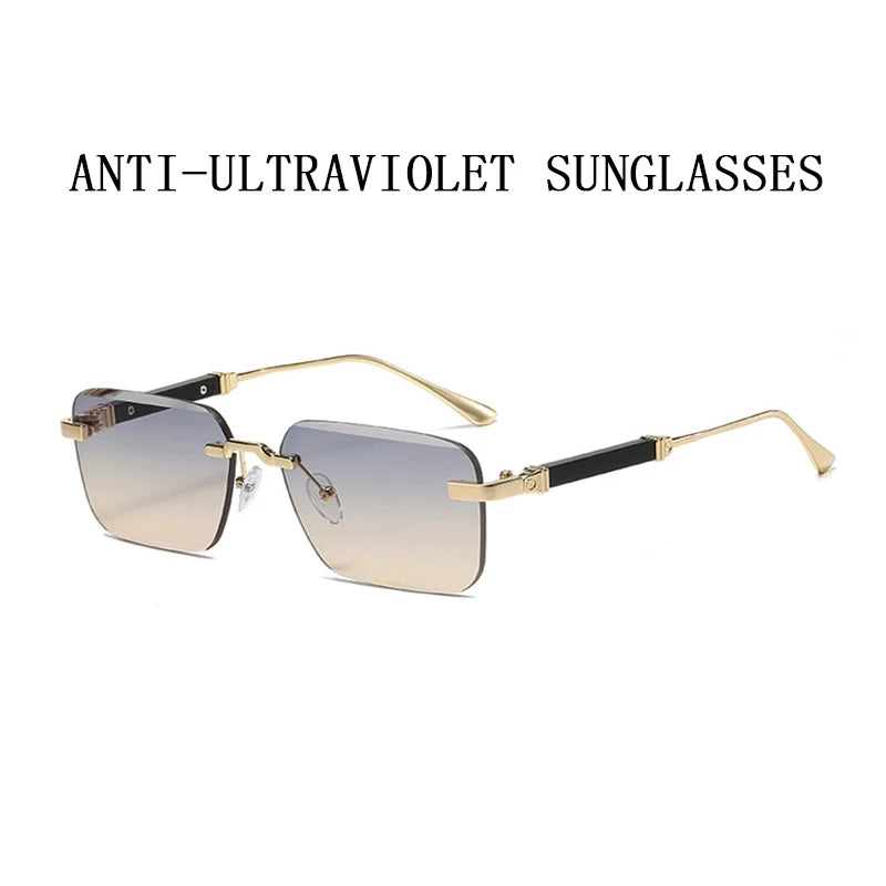 New 2024 Rimless Sunglasses Women Trendy Luxury Vintage Square Sunglasses for Men Fashion Glasses Lunette Soleil Femme Zonnebril