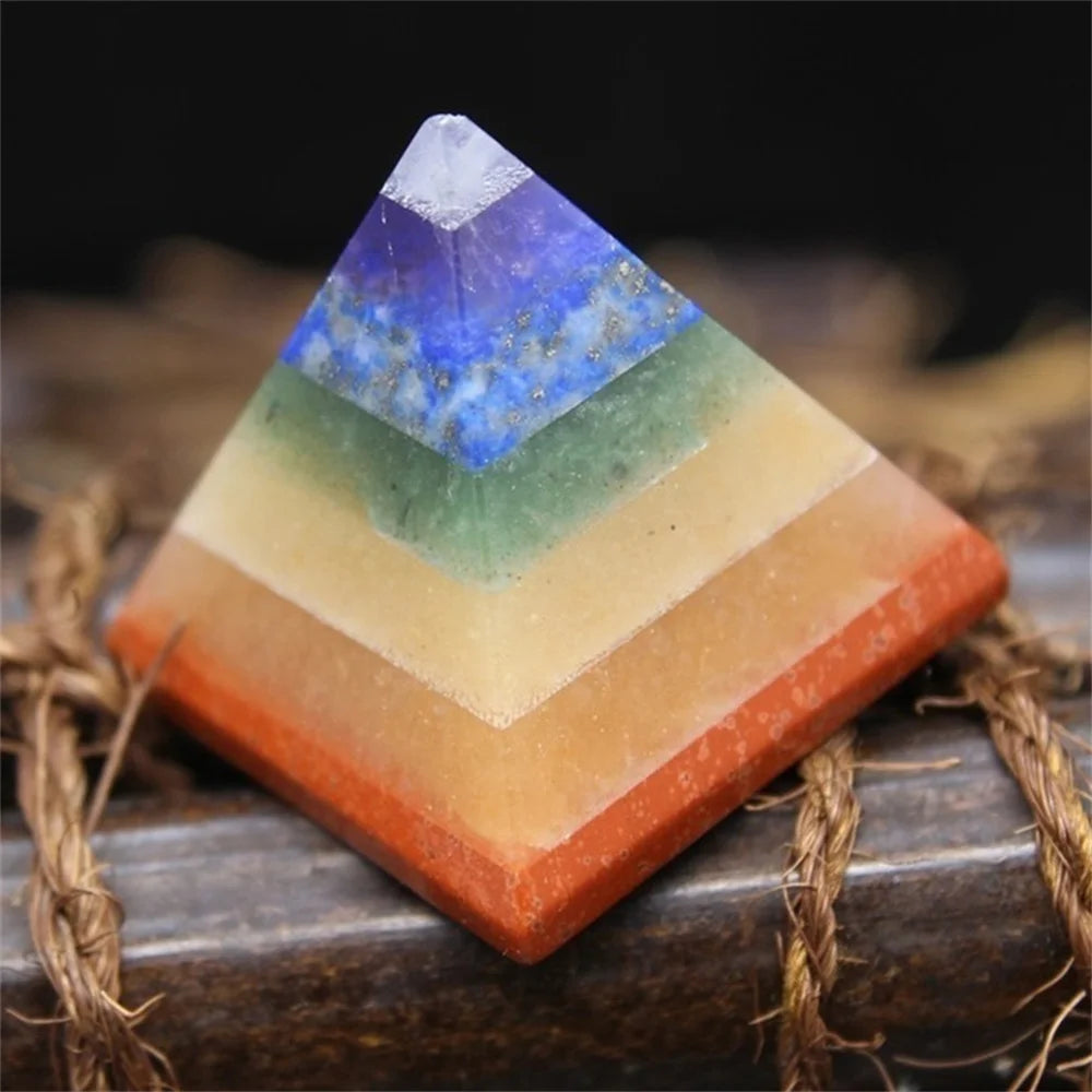 7 Chakra Multi-Stone Reiki Pyramid Healing Spiritual Gemstones Energy Generator Gifts