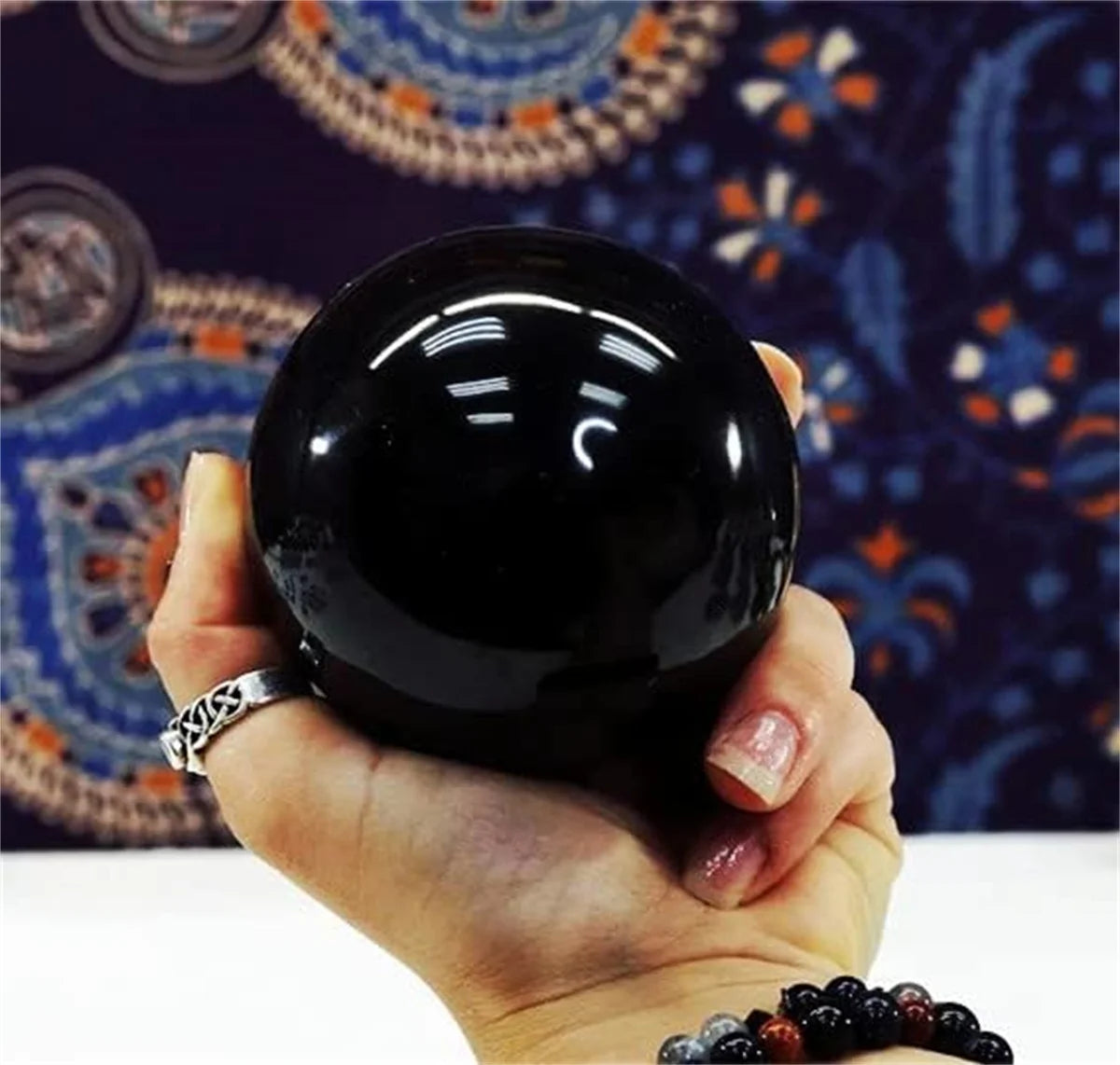 Black Obsidian Sphere Back Obsidian Sphere Ball for Fengshui Meditation Crystal Healing, Divination Sphere, Home Decoration