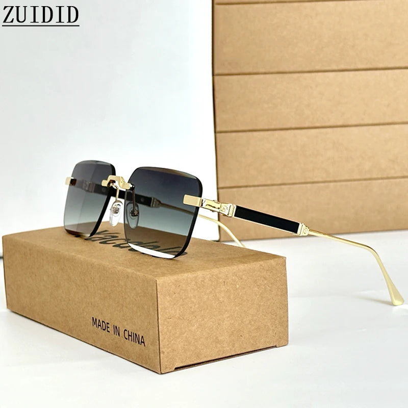 New 2024 Rimless Sunglasses Women Trendy Luxury Vintage Square Sunglasses for Men Fashion Glasses Lunette Soleil Femme Zonnebril