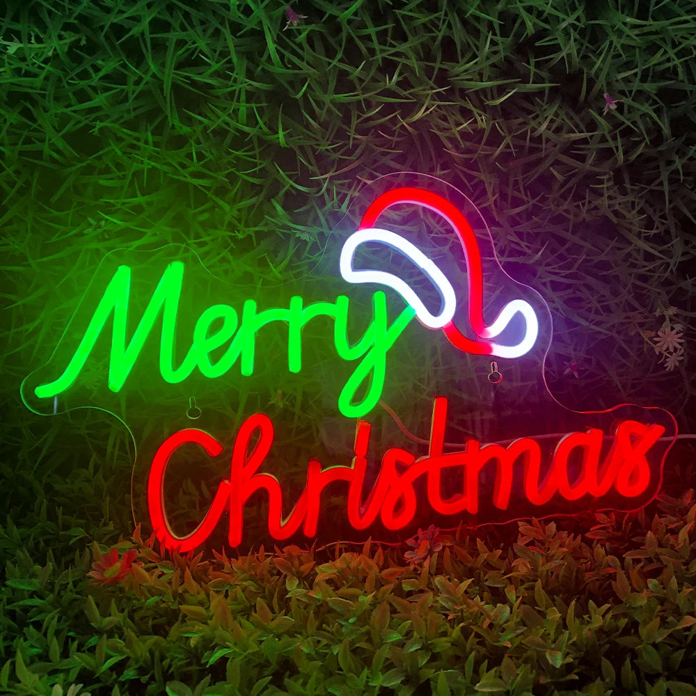 Merry Christmas Neon Sign Led Neon Light Christmas Decoration Indoor for Bedroom Party Bar Christmas Decorations Art Wall Decor