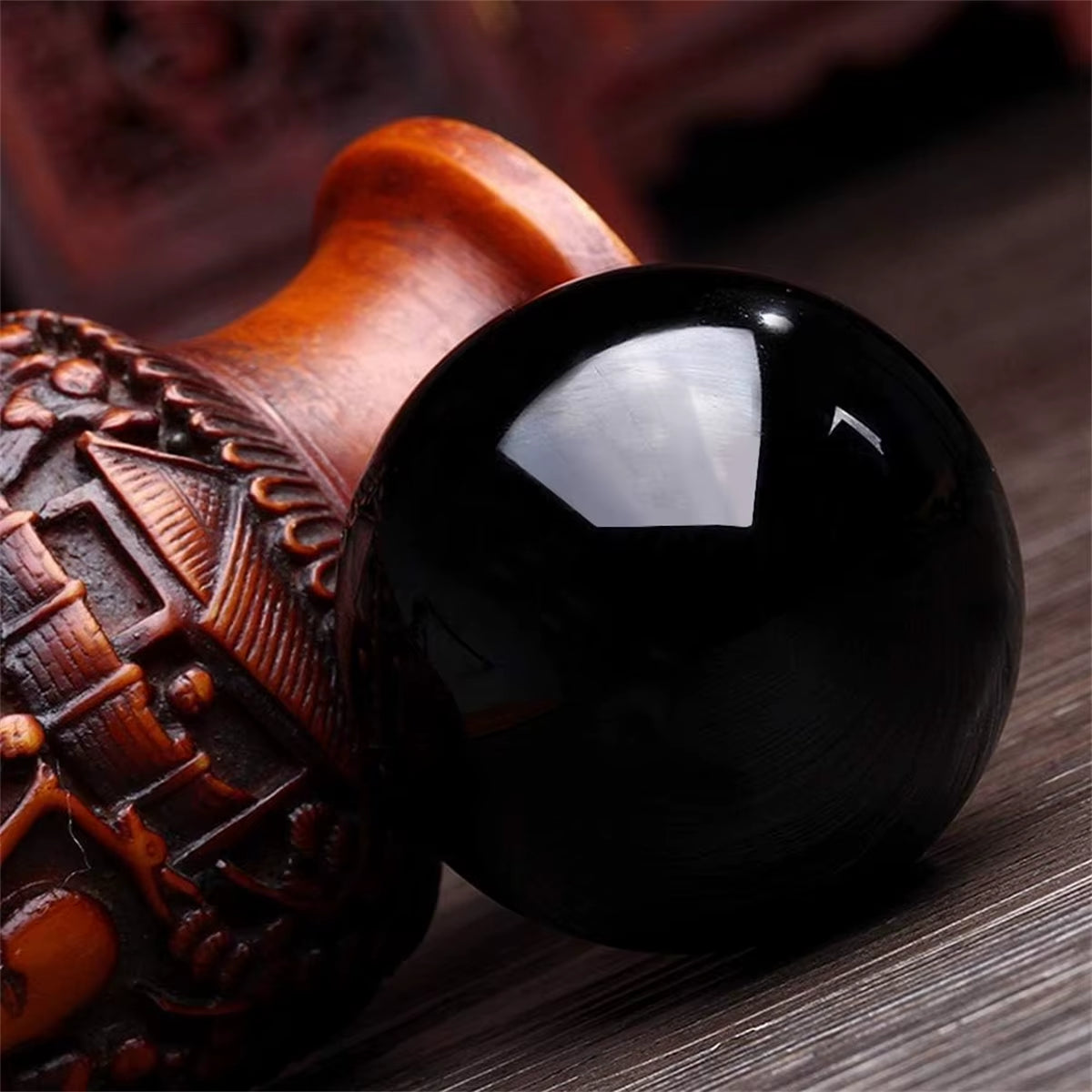 Black Obsidian Sphere Back Obsidian Sphere Ball for Fengshui Meditation Crystal Healing, Divination Sphere, Home Decoration