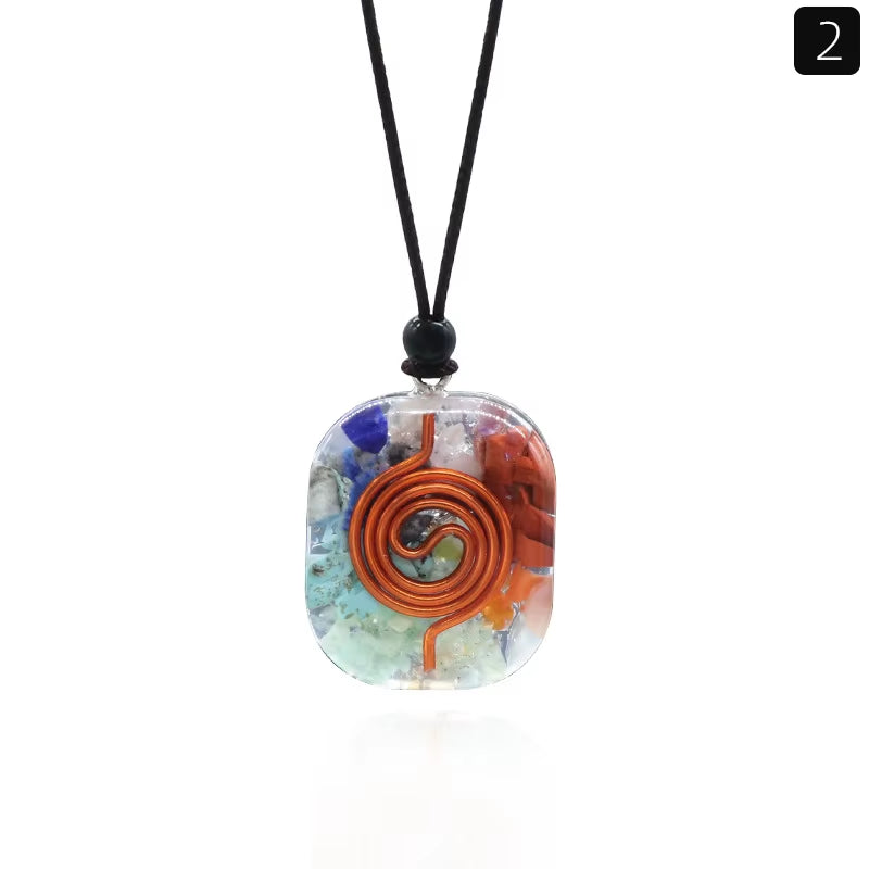 Orgonite Chakra Pendant with 7 Types of Natural Crystals for Each Chakra Negative Energy Protection Spiritual Healing Meditation