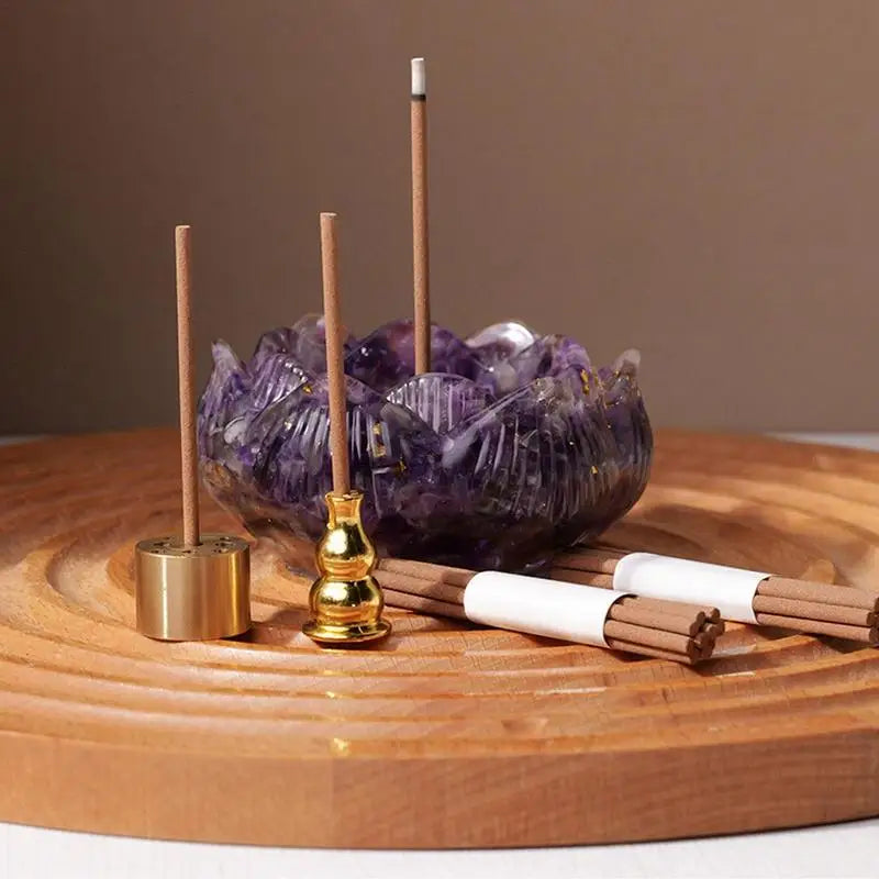 Crystal Incense Holder for Sticks Flower Incense Tray Ash Catcher Natural Handmade Incense Burner Ash Tray for Yoga Spa Room