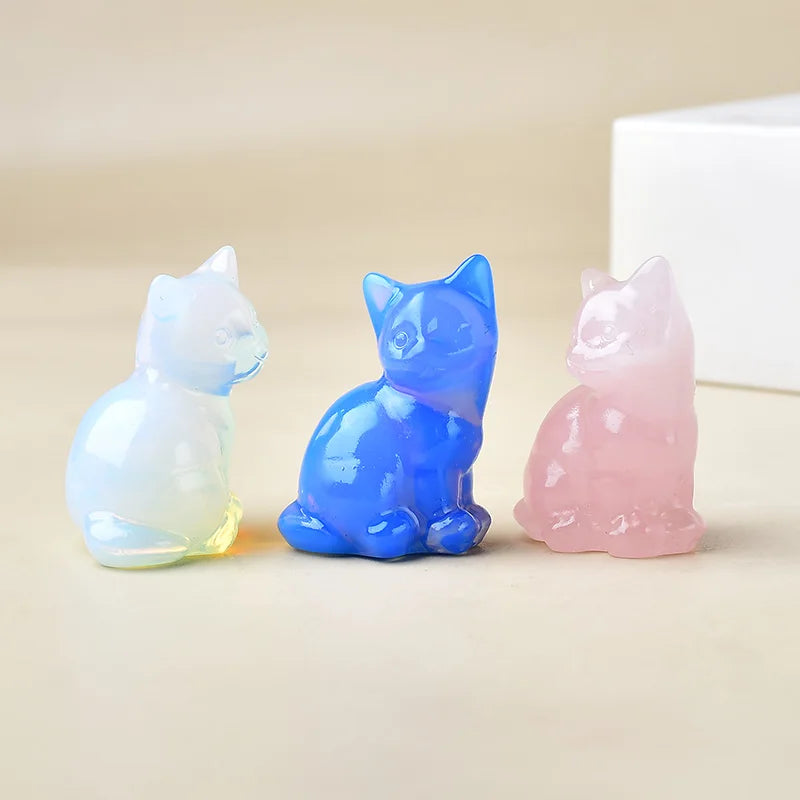 Natural Crystal Carved Cat, a Perfect Choice for Home Decoration as a Crystal Gift Ornament, a Great Option for Healing Crystals