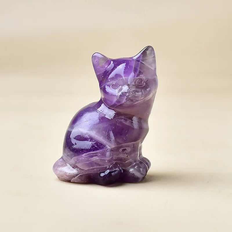 Natural Crystal Carved Cat, a Perfect Choice for Home Decoration as a Crystal Gift Ornament, a Great Option for Healing Crystals