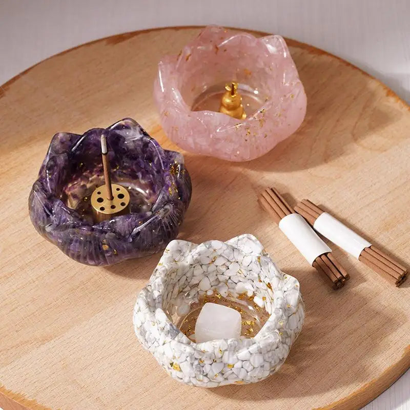 Crystal Incense Holder for Sticks Flower Incense Tray Ash Catcher Natural Handmade Incense Burner Ash Tray for Yoga Spa Room