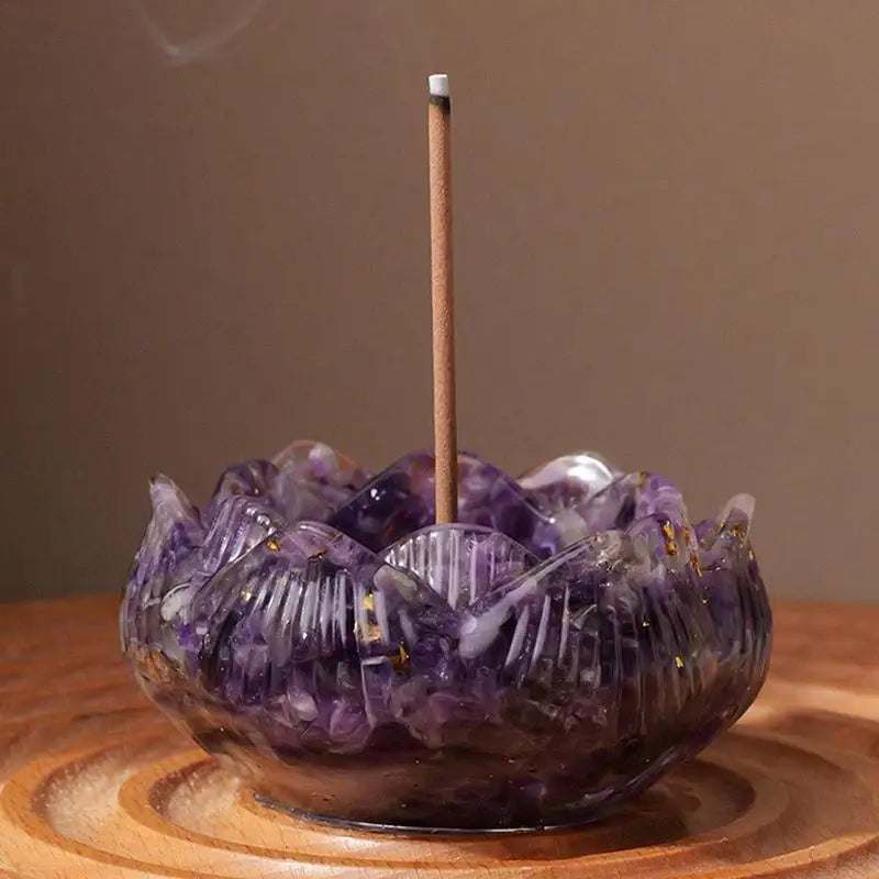 Crystal Incense Holder for Sticks Flower Incense Tray Ash Catcher Natural Handmade Incense Burner Ash Tray for Yoga Spa Room
