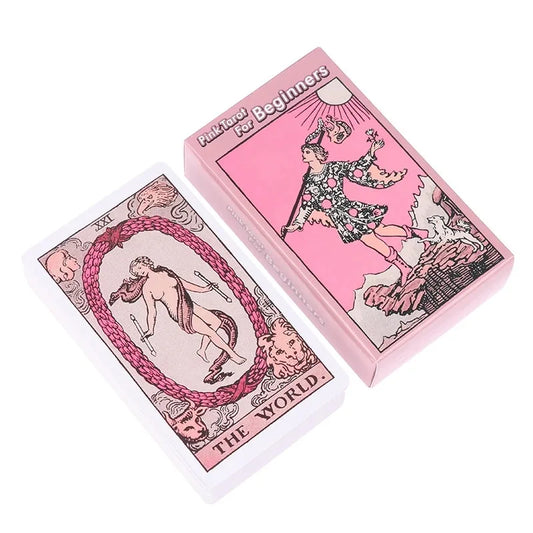 Pink Tarot Cards Deck Set Classic Knight Rider Waite Tarot Card for Beginners Divination Fate Pocket Size Party Board Card Game