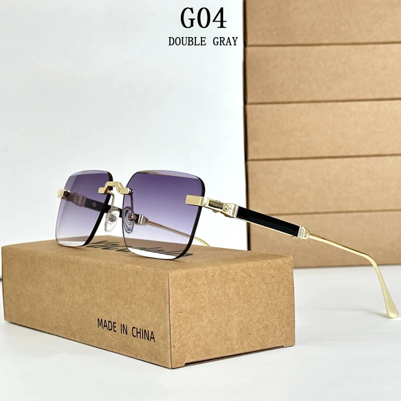 New 2024 Rimless Sunglasses Women Trendy Luxury Vintage Square Sunglasses for Men Fashion Glasses Lunette Soleil Femme Zonnebril