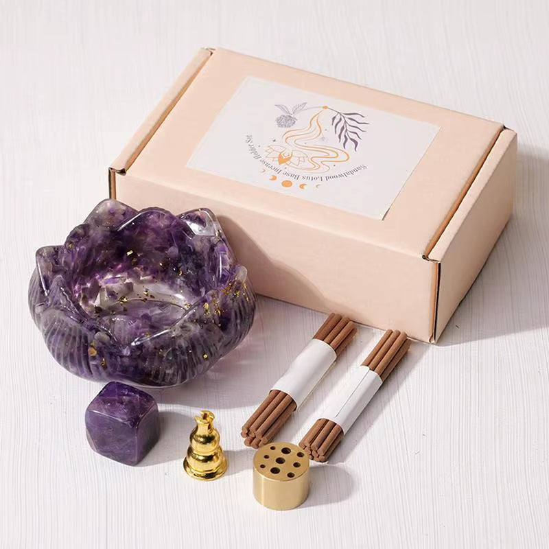 Crystal Incense Holder for Sticks Flower Incense Tray Ash Catcher Natural Handmade Incense Burner Ash Tray for Yoga Spa Room